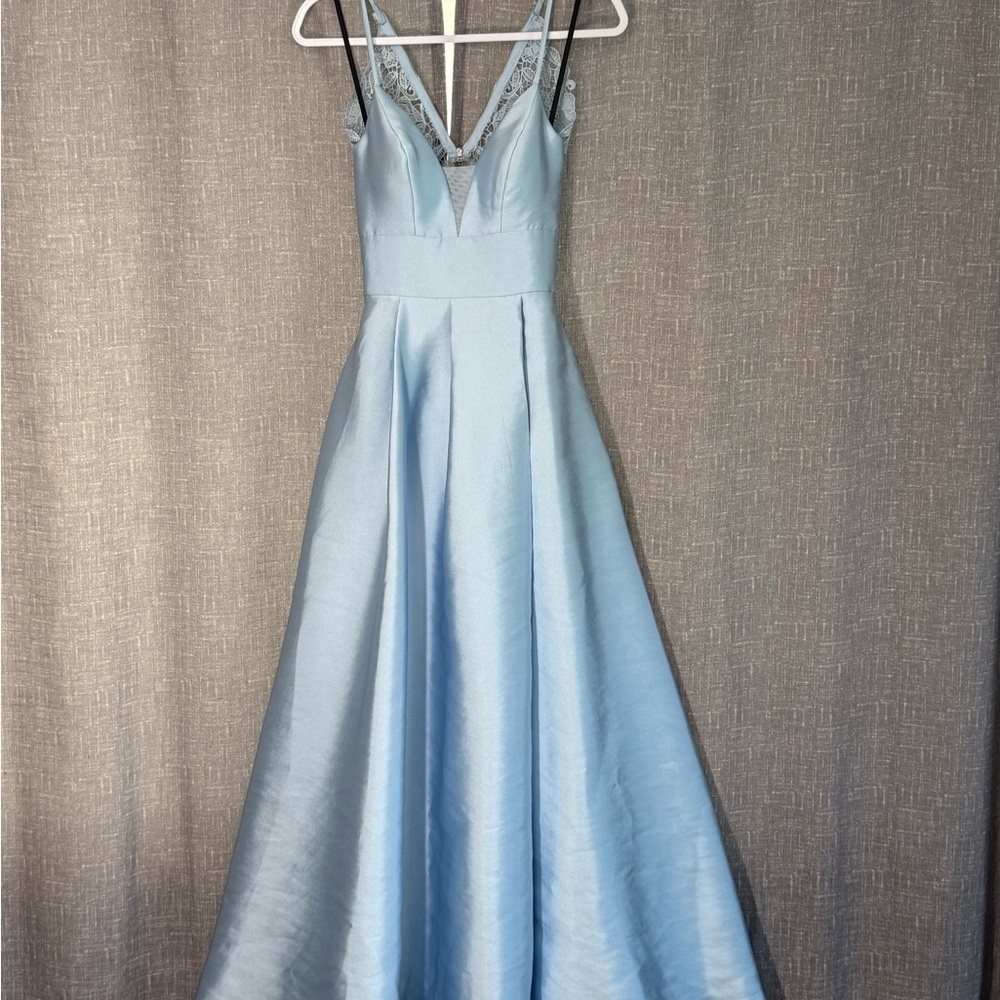 Xtraordinary Sky Blue Satin Prom Dress